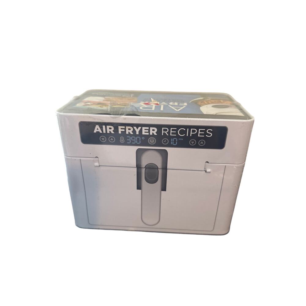 Air Fryer Recipe Card Collection Tin featuring 100 recipe cards